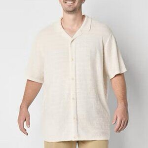 Mutual Weave Men's Short Sleeve Polo Cardigan Tall Size LT Cloud Heather NWT $60